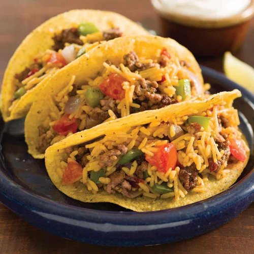 Tacos Mexicanos De Arroz Y Carne De Res